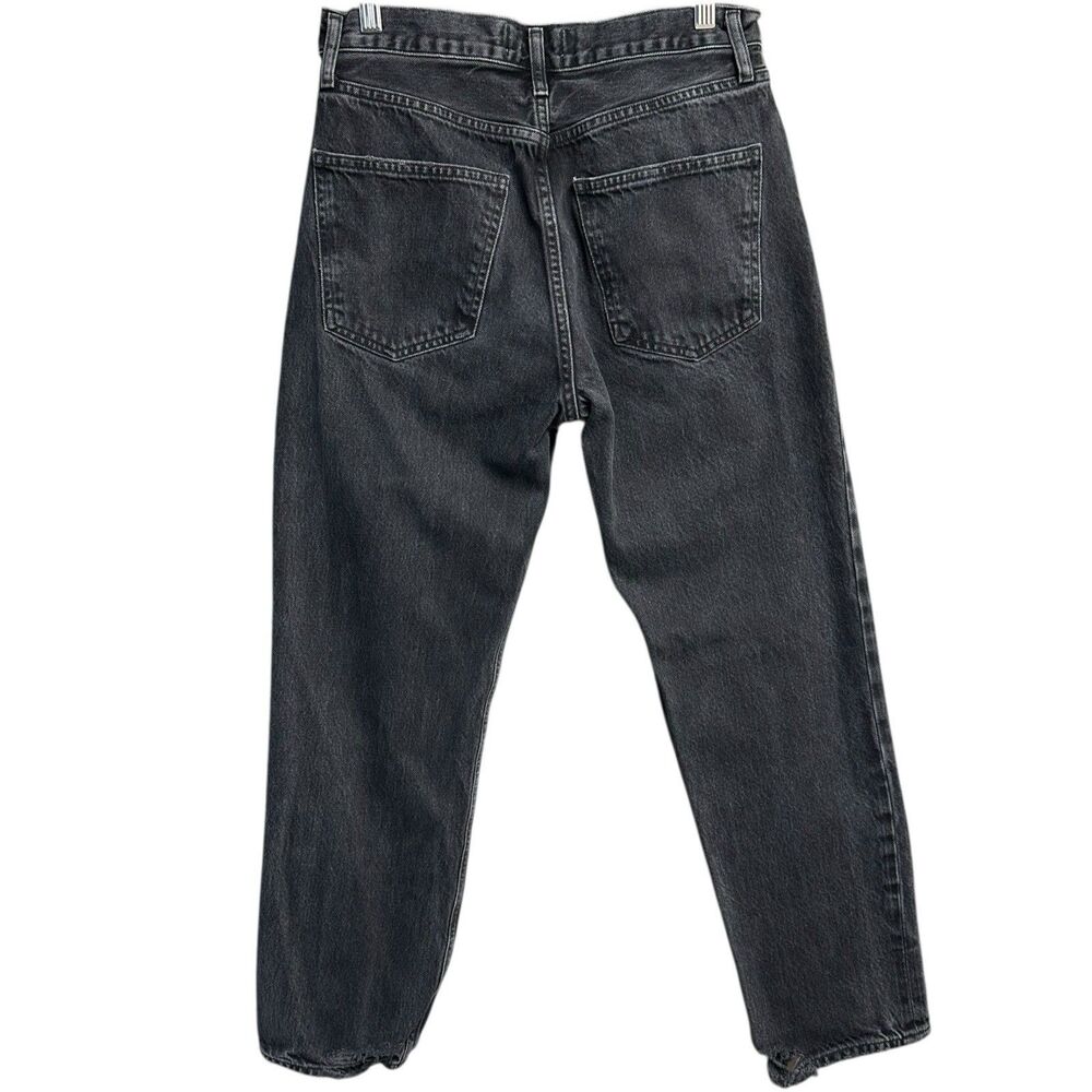 Agolde Jeans Women Size 27 Lana Cropped In Rhyme Black Denim Button Fly Distress - Picture 9 of 16